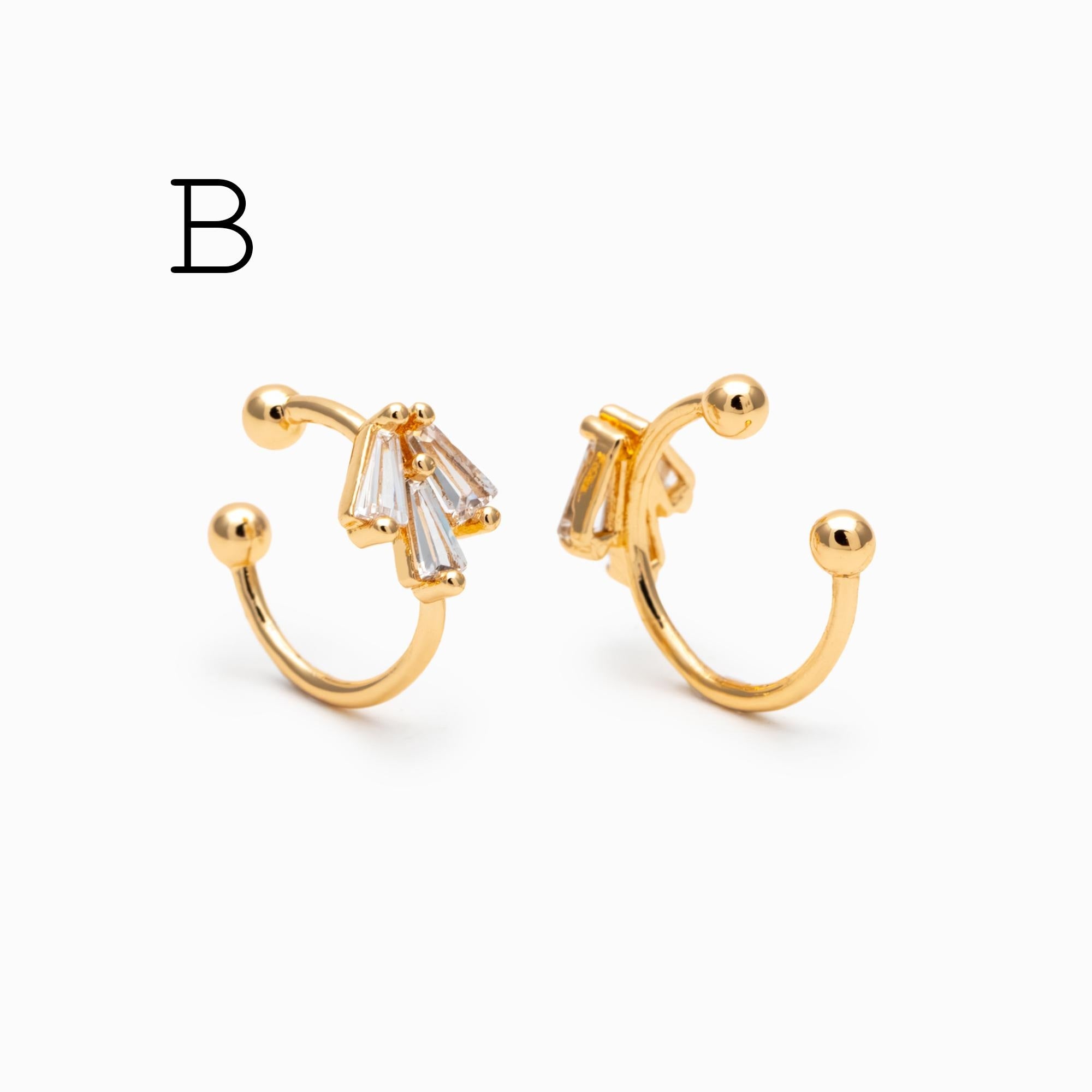 10pcs CZ Pave Gold Ear Cuff, Minimalist Ear Cuff, Dainty Earcuff Earring (GB-3539)